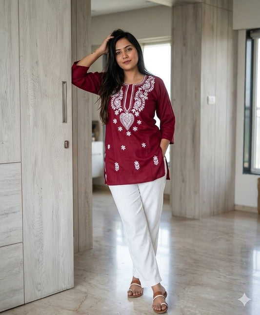 Rayon Fabric With ChicanKari Embroidery Work