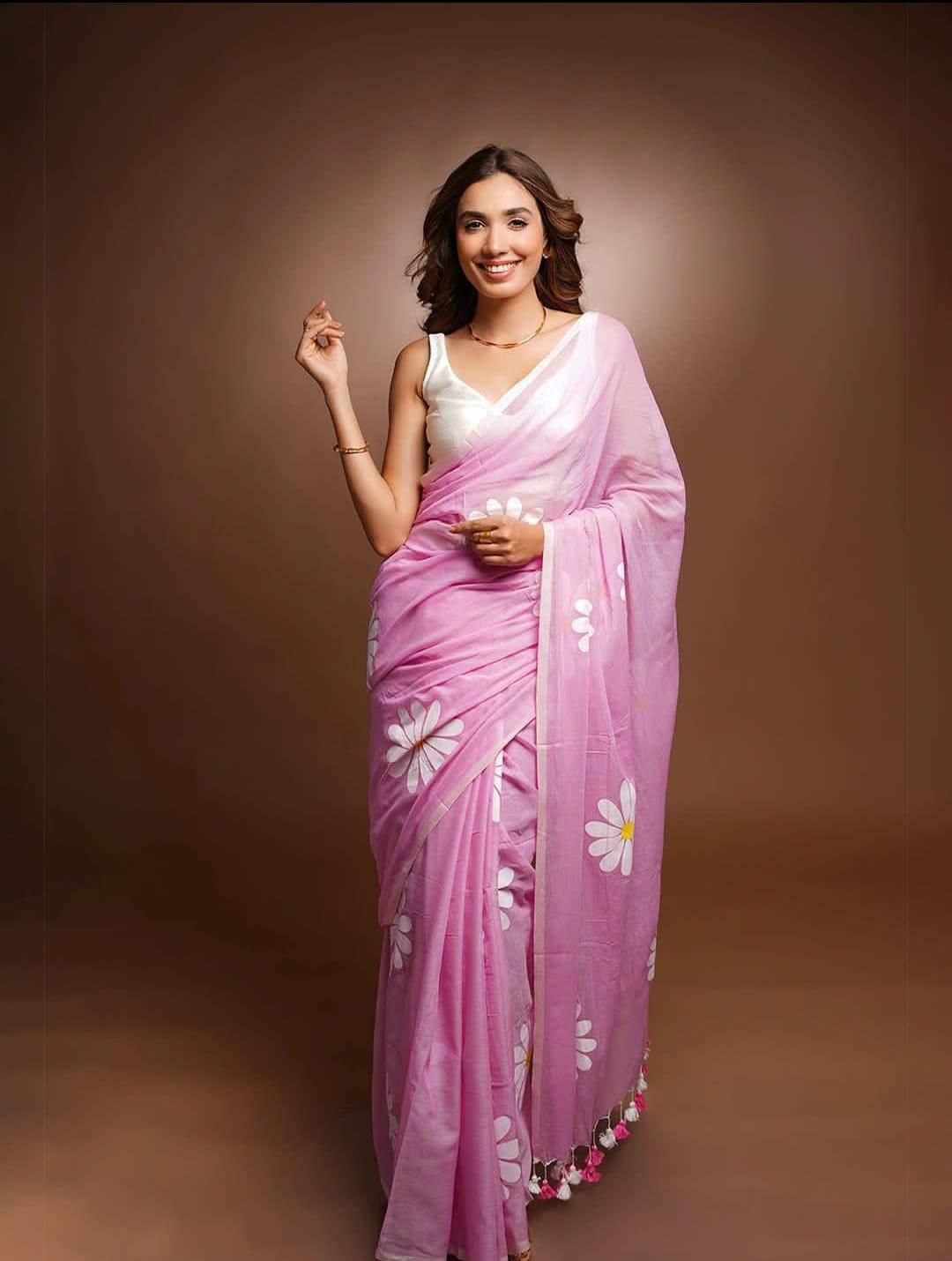 PURE LILEN COTTON PRINTED SAREE