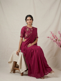 Pure rangoli crush saree with embroidered work blouse.