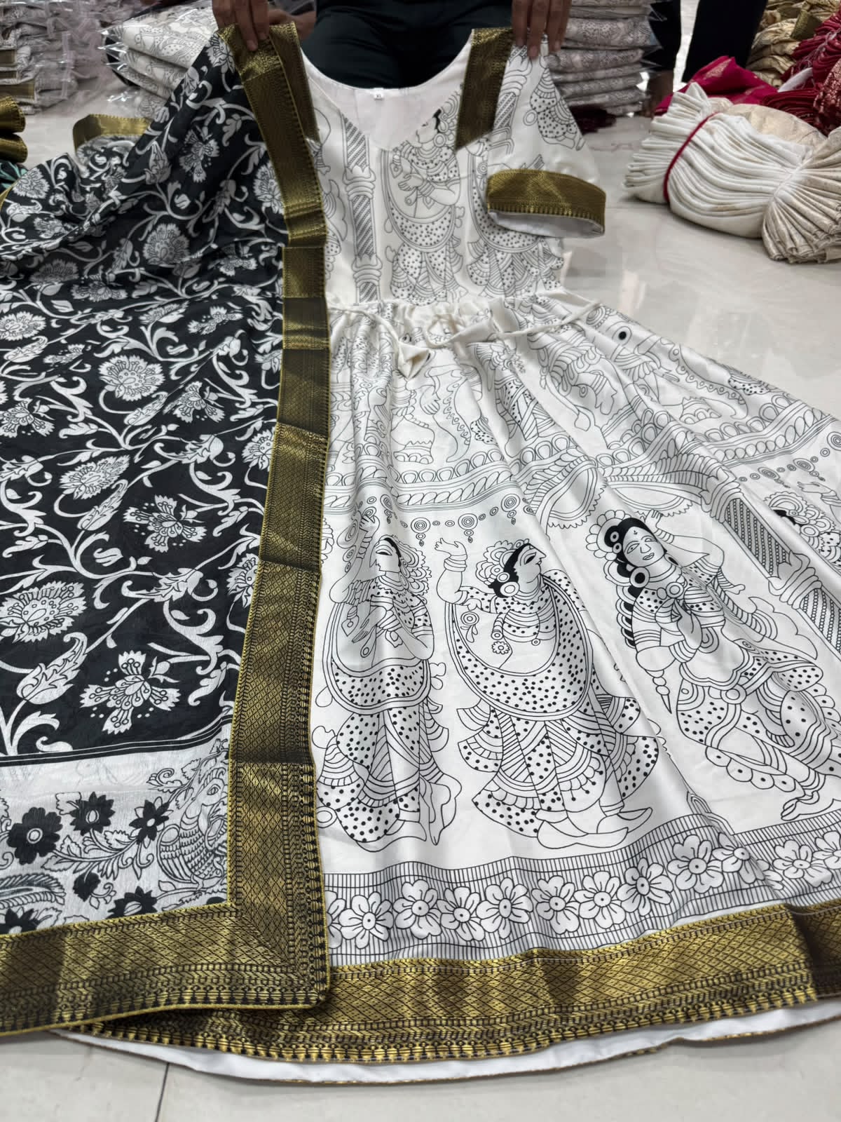 Telugu Kalamkari Anarkali with Dupatta