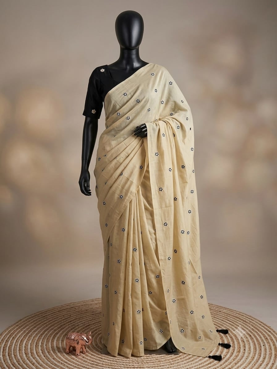 Star Georgette Multi thread Work Saree With Contrast Blouse
