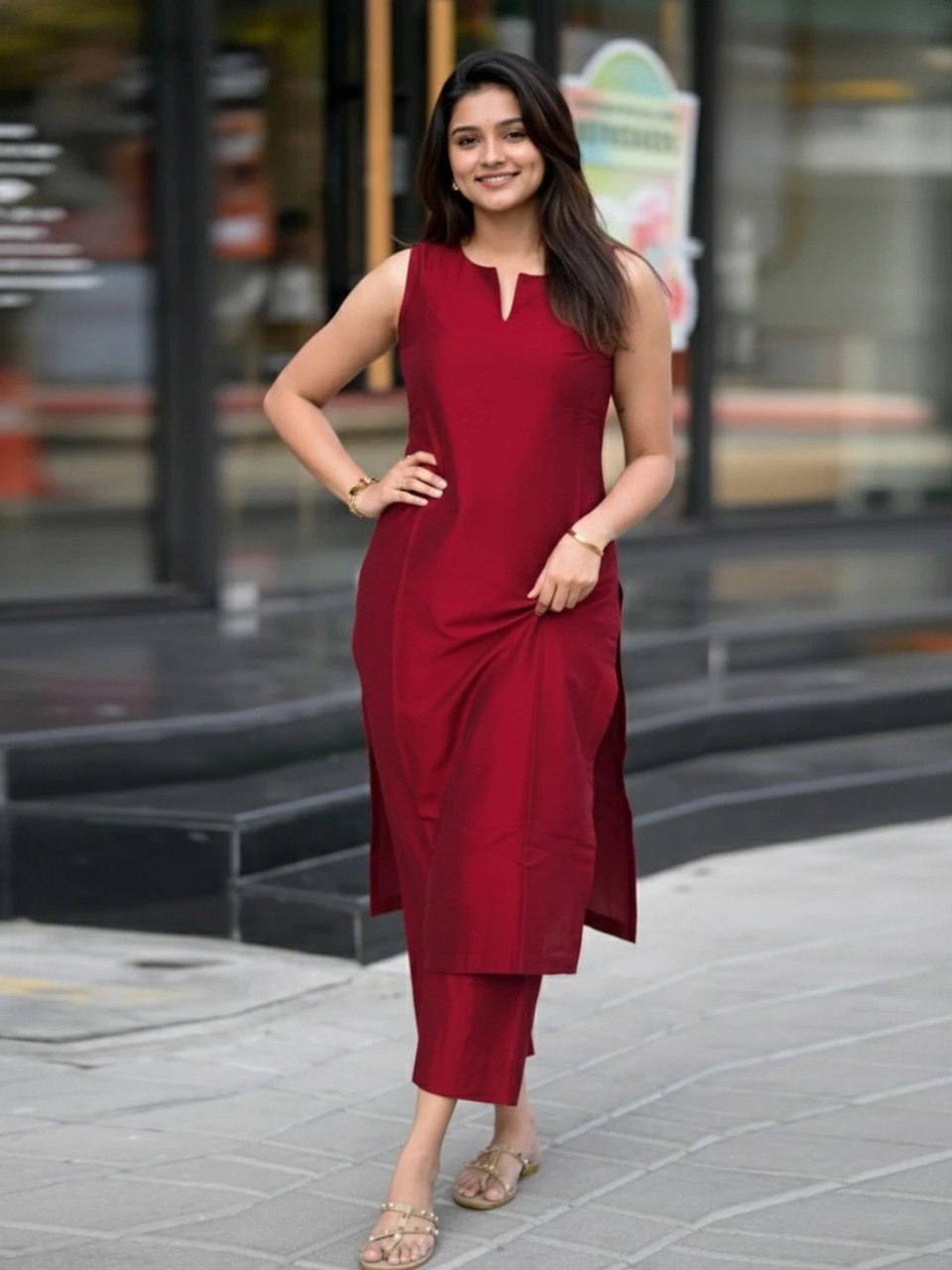 SLEEVLESS KURTI WITH PENT PAIR