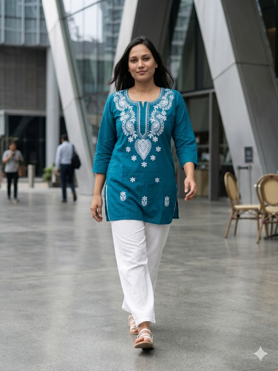 Rayon Fabric with chicankari embroidery work