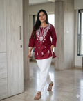 Rayon Fabric With Chicankari Embroidery Work Kurtas
