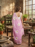 digital print linen saree