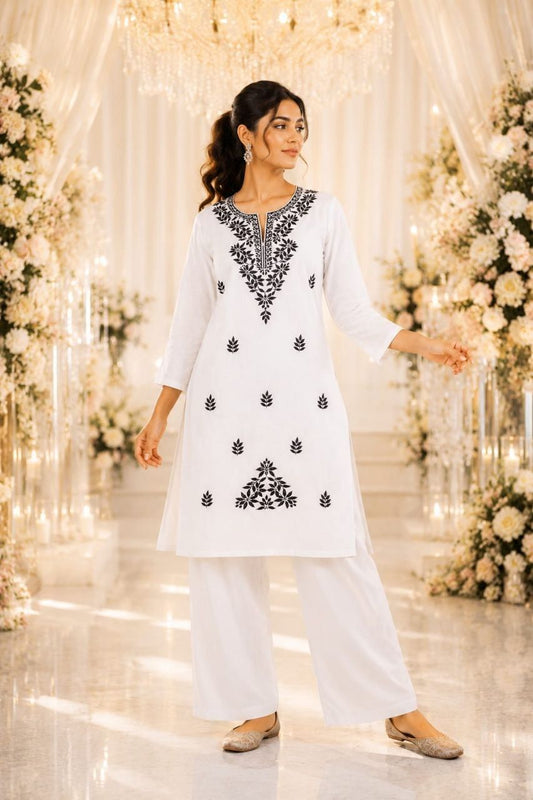 COTTON EMBROIDERED COTTON ALINE CO ORD SET