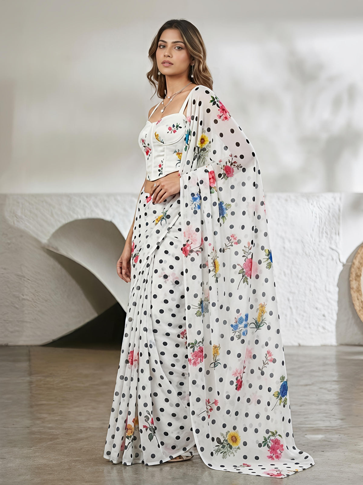 TRENDING POLKA DOT PRINTED SAREE