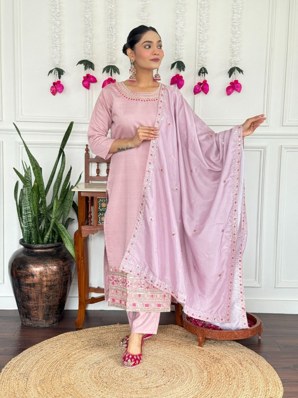 Rose Petal Georgette Ethnic Suit
