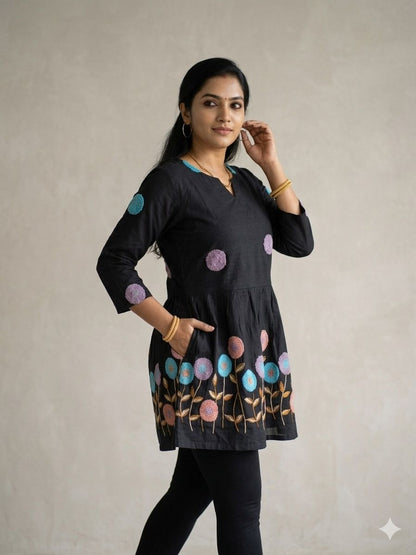 Viscose Cotton With Beautiful Towel Work Short Kurtas