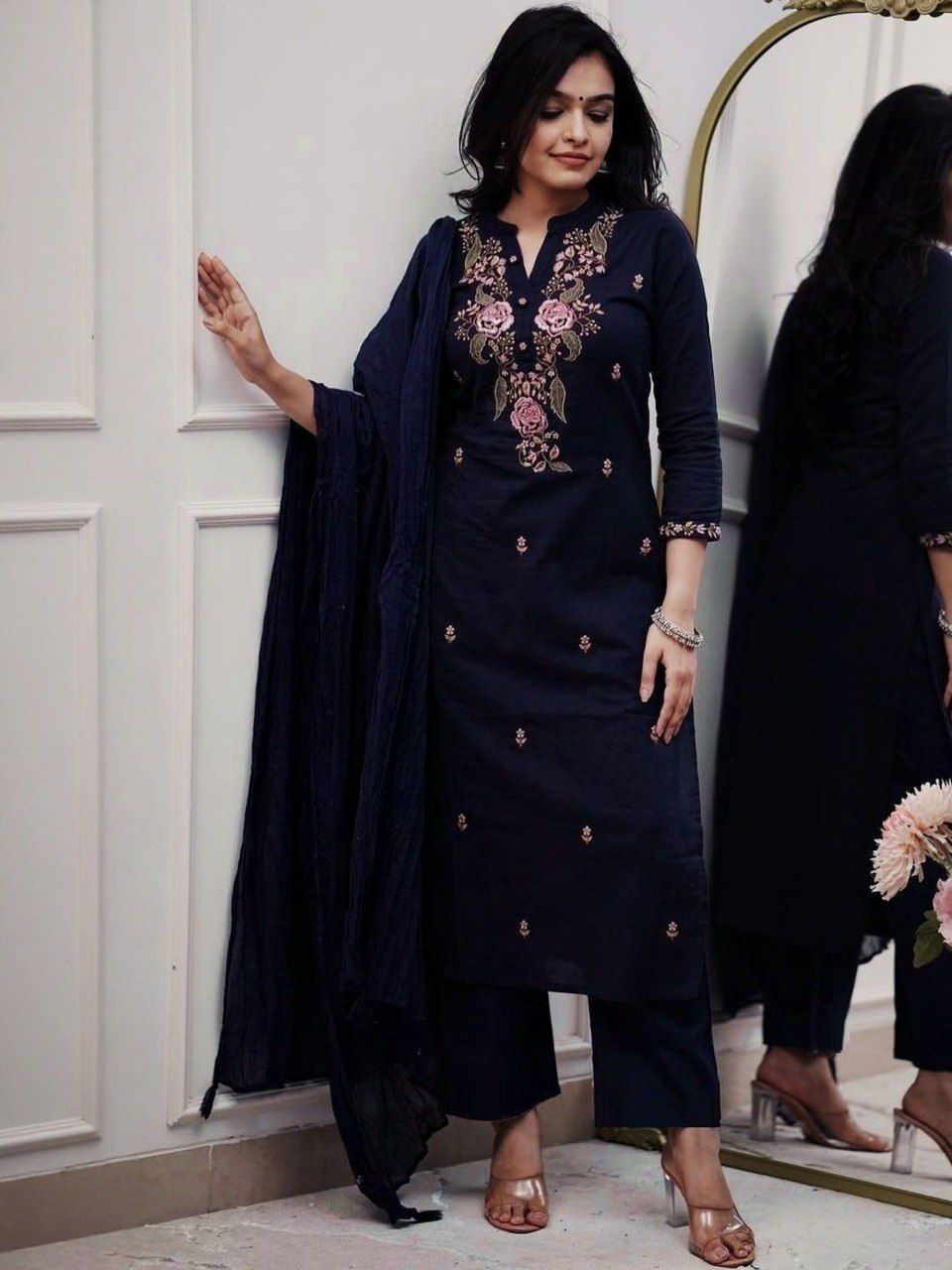 Party Wear Ethnic Kurti Pant  with dupatta Set