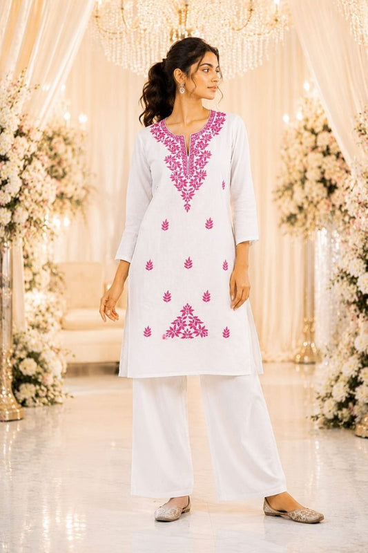 COTTON EMBROIDERED CHIKANKARI CORD SET
