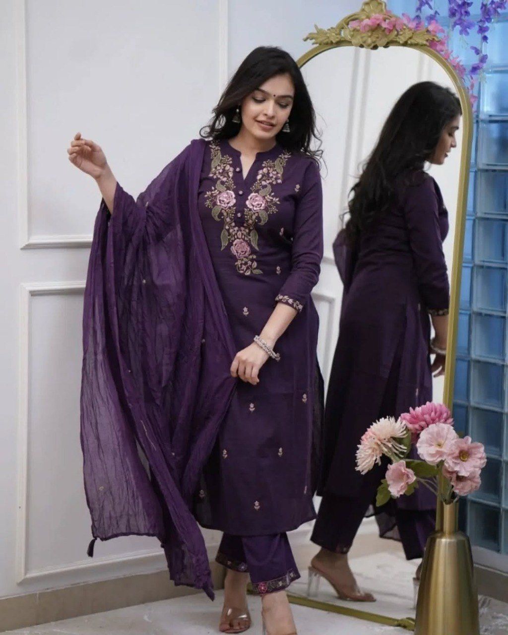 Party Wear Ethnic Kurti Pant  with dupatta Set
