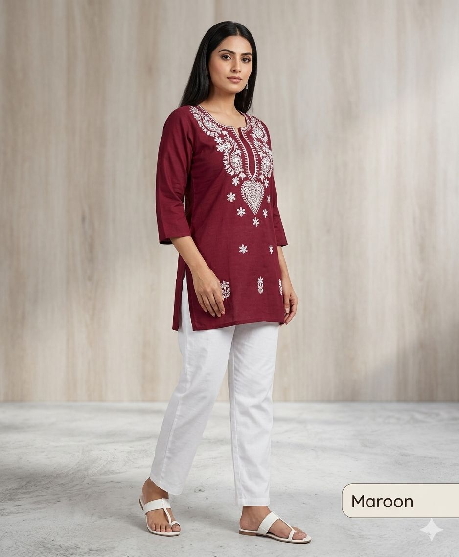 Rayon Fabric With ChicanKari Embroidery Work