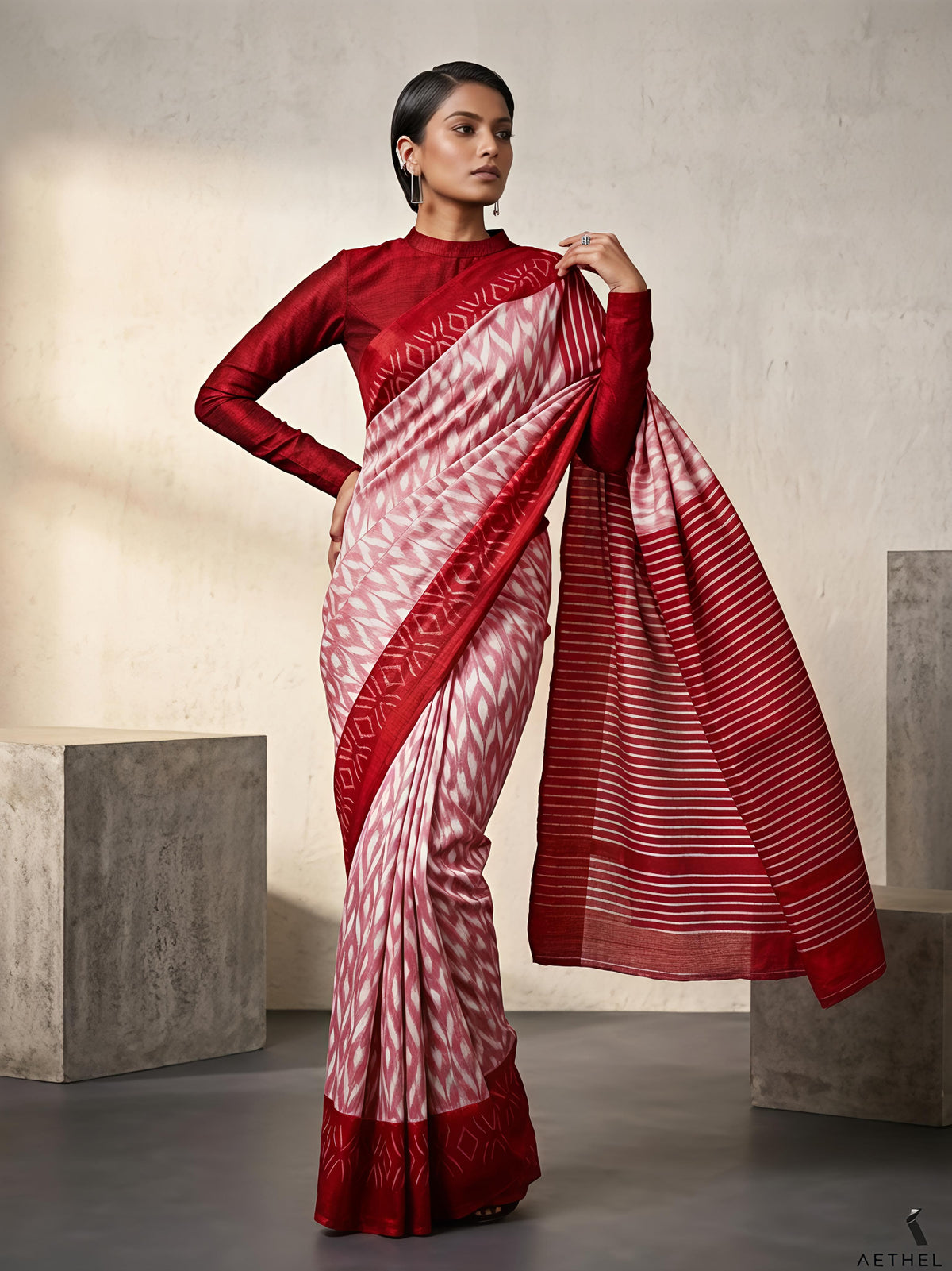 ELEGANT PURE KHADI SAREE WITH RUNNING BLOUSE