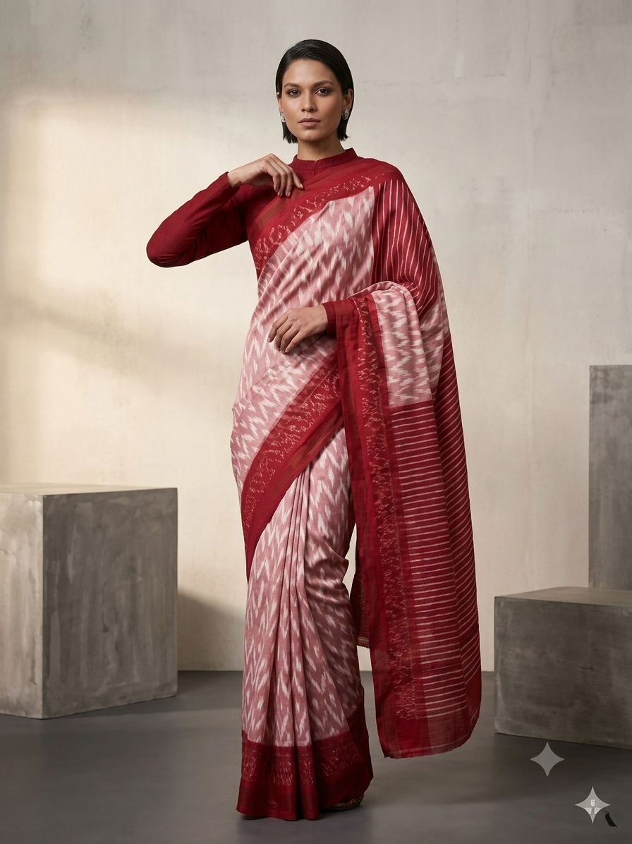 ELEGANT PURE KHADI SAREE WITH RUNNING BLOUSE