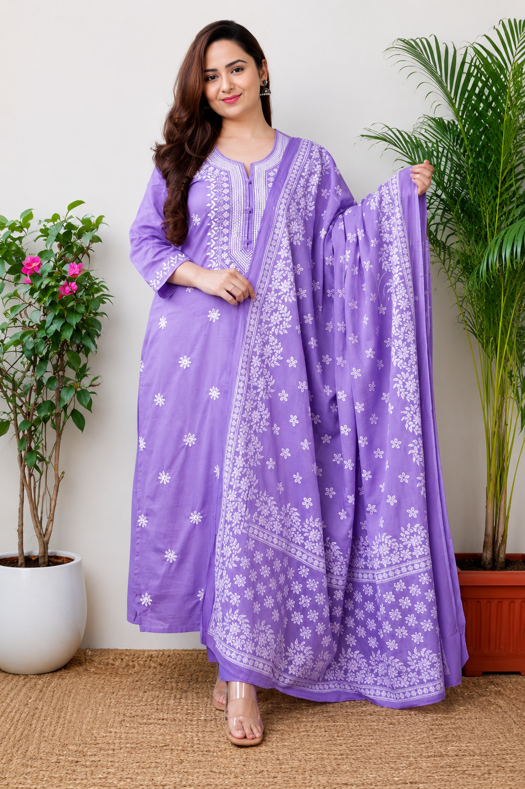 Embroidered Kurta Set with Dupatta
