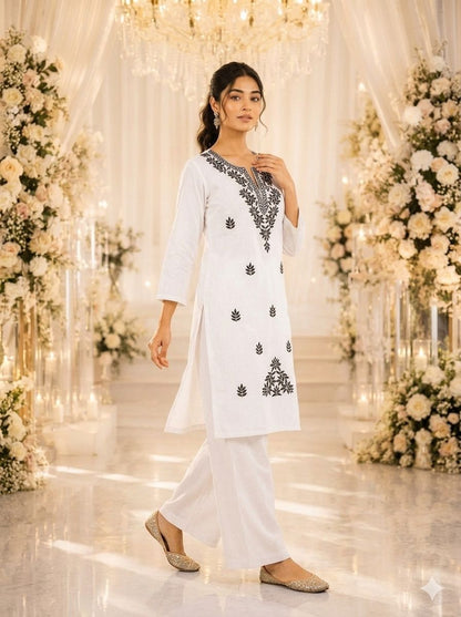 COTTON EMBROIDERED COTTON ALINE CO ORD SET