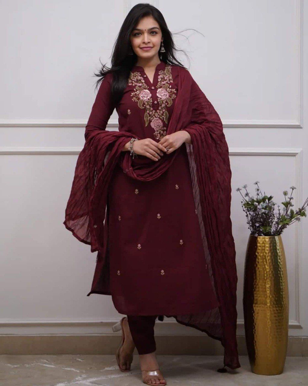 Party Wear Ethnic Kurti Pant  with dupatta Set