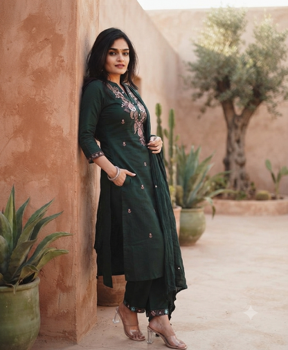 Party Wear Ethnic Kurti Pant with dupatta Set
