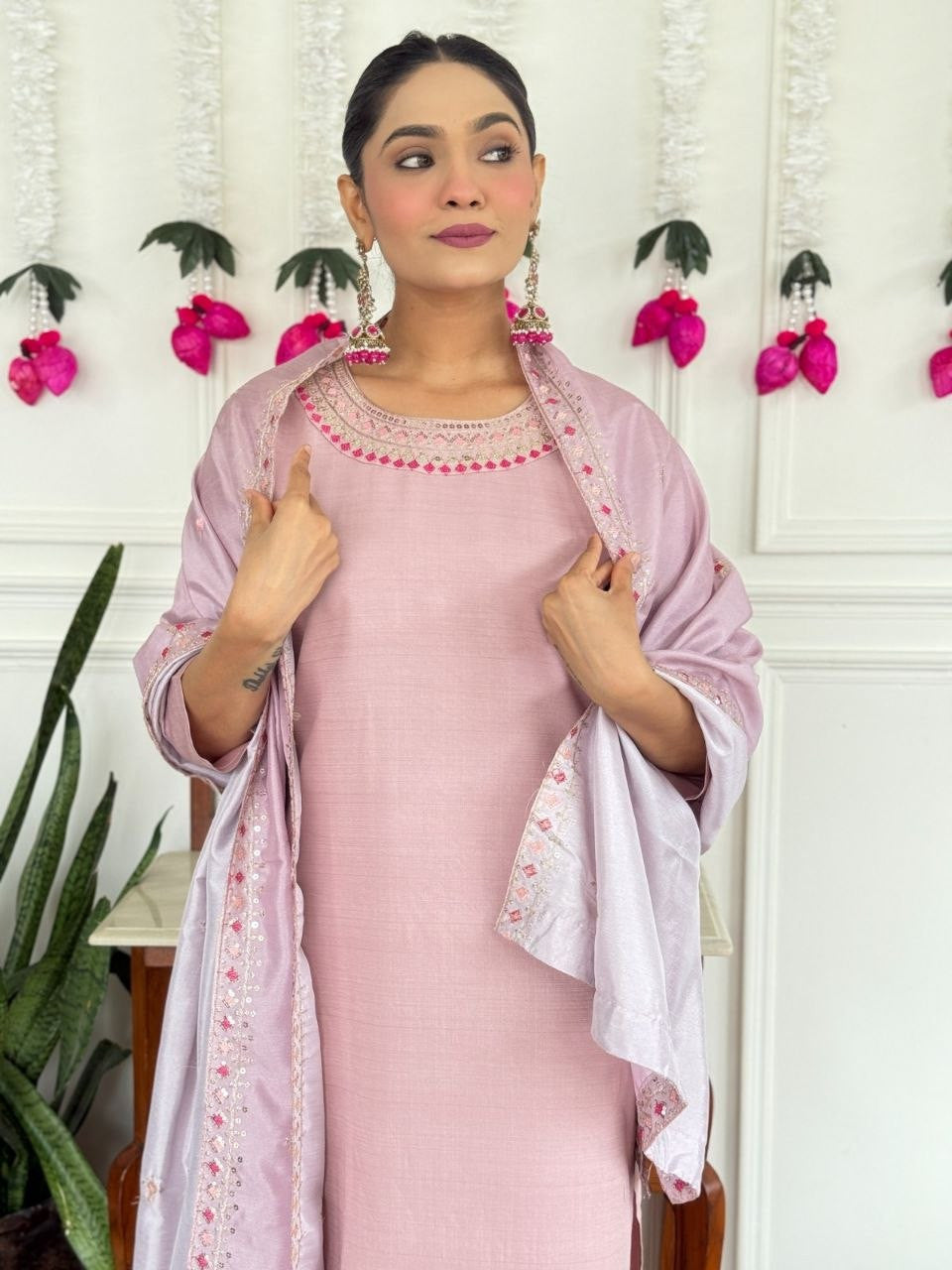 Rose Petal Georgette Ethnic Suit