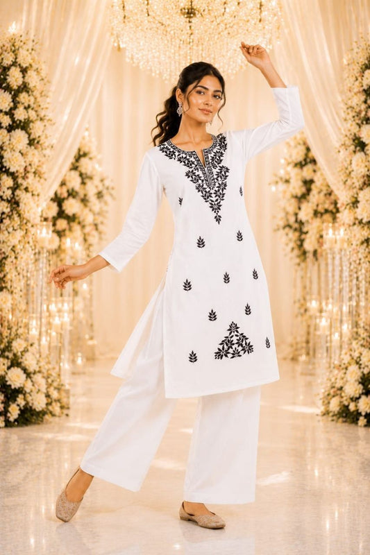 COTTON EMBROIDERED COTTON ALINE CO ORD SET