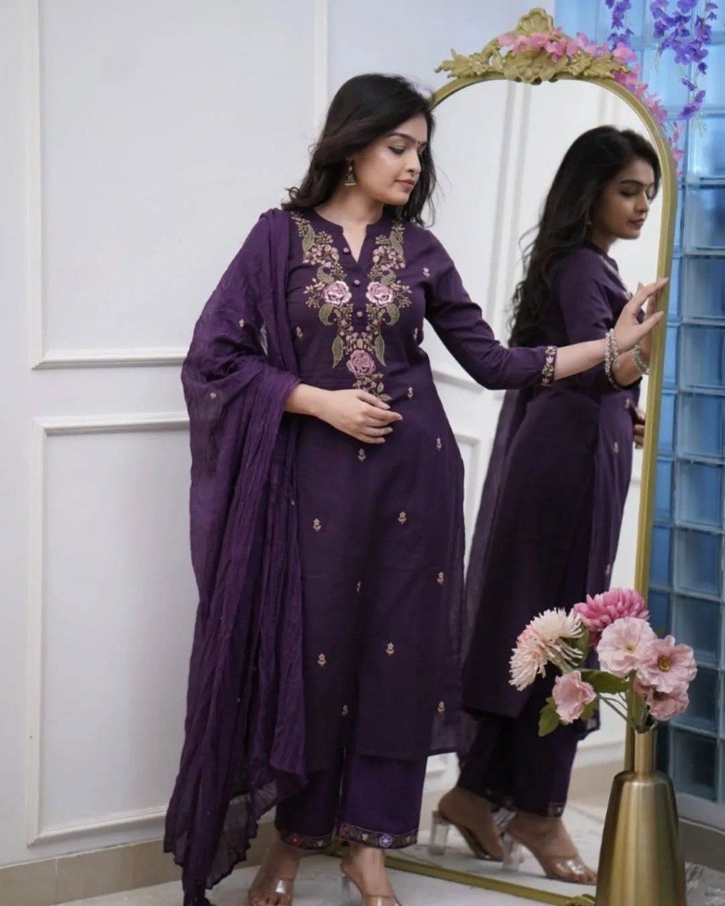 Party Wear Ethnic Kurti Pant  with dupatta Set