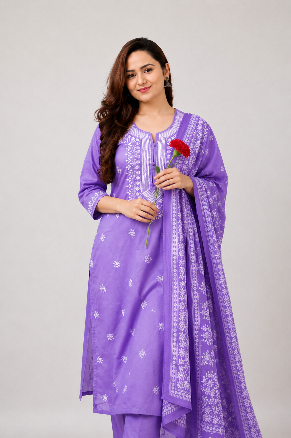 Embroidered Kurta Set with Dupatta