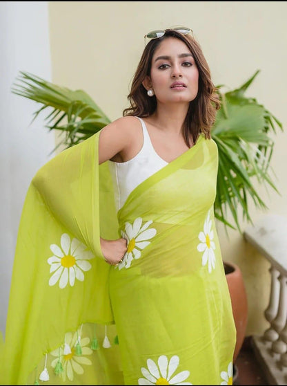 PURE LILEN COTTON PRINTED SAREE