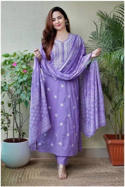 Embroidered Kurta Set with Dupatta