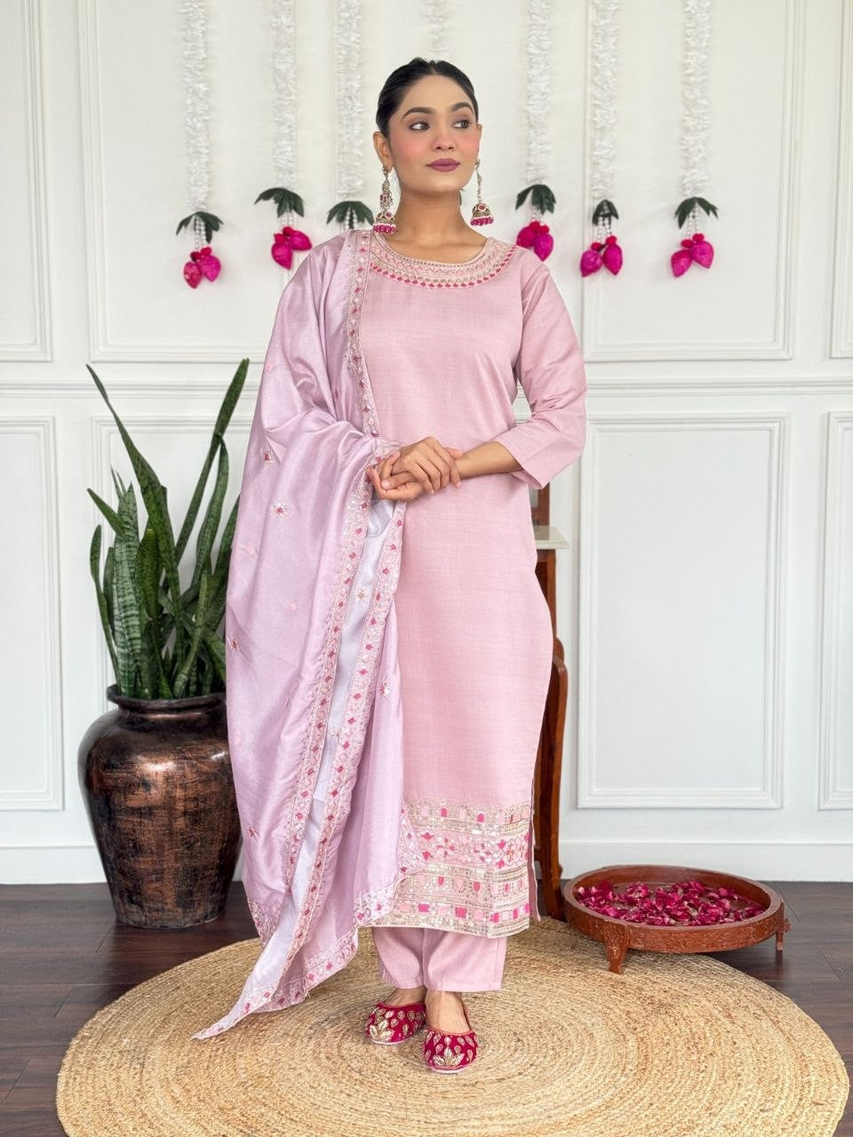 Rose Petal Georgette Ethnic Suit