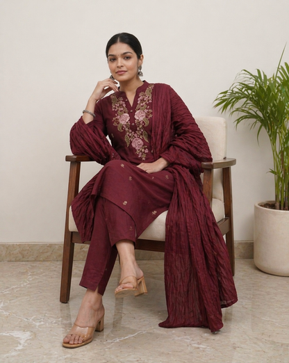 Party Wear Ethnic Kurti Pant with dupatta Set