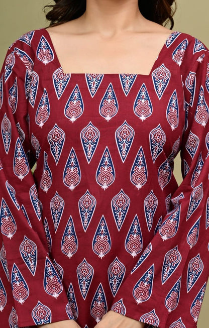Fuchsia Floral Lace up Kurti