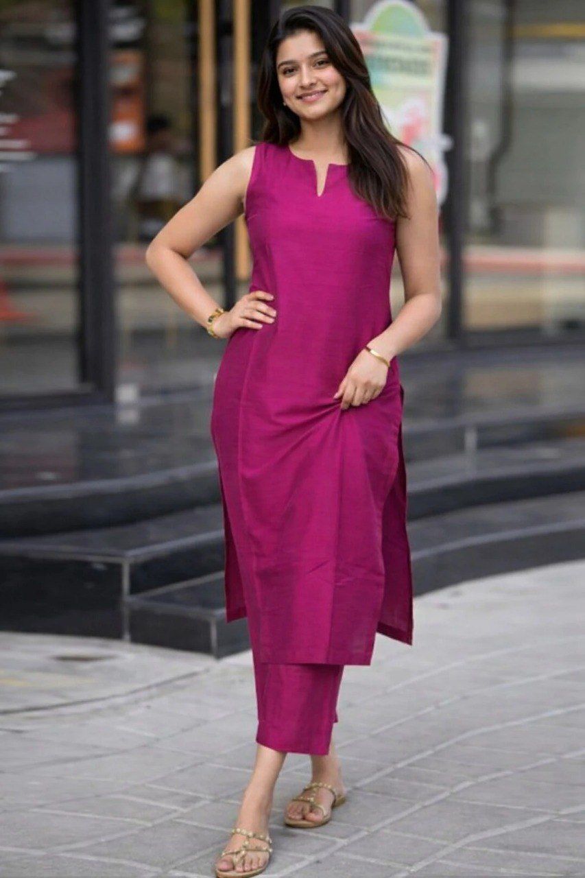 SLEEVLESS KURTI WITH PENT SET