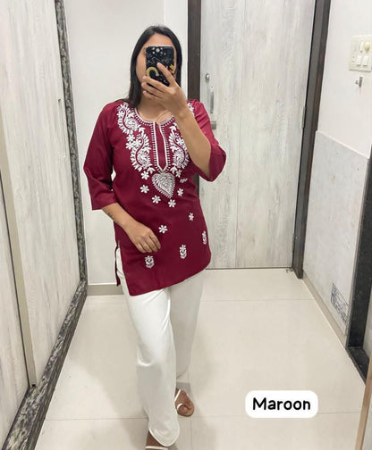 Rayon Fabric With ChicanKari Embroidery Work