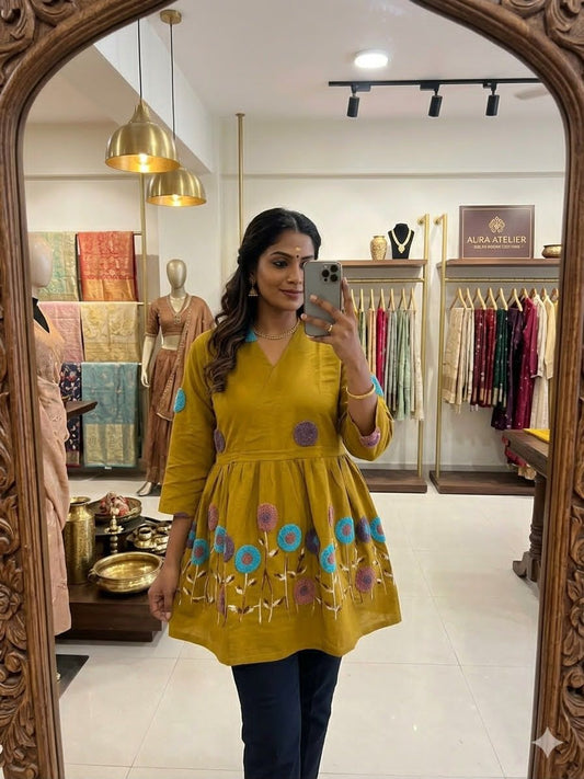 Viscose Cotton With Beautiful Towel Work wid Dori For Size Aduatment