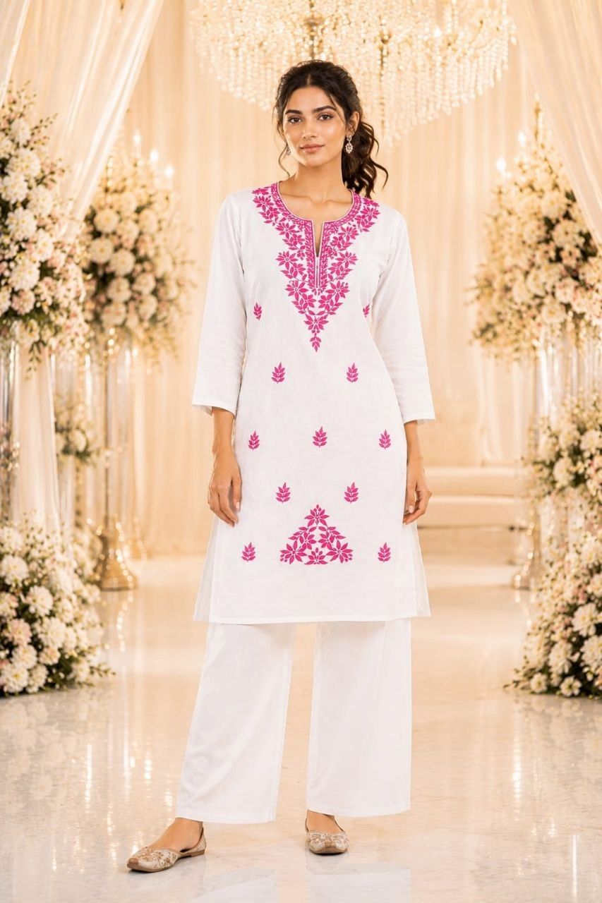 COTTON EMBROIDERED CHIKANKARI CORD SET