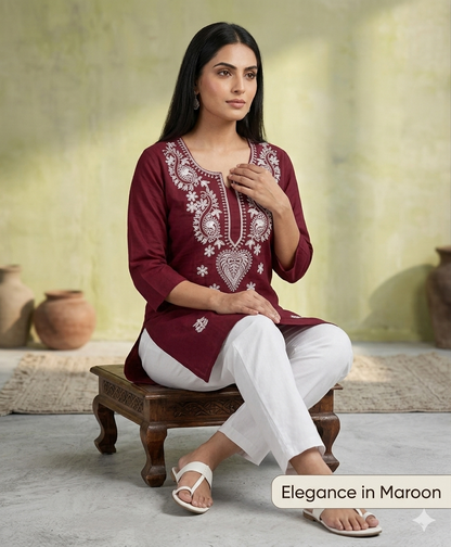 Rayon Fabric With ChicanKari Embroidery Work