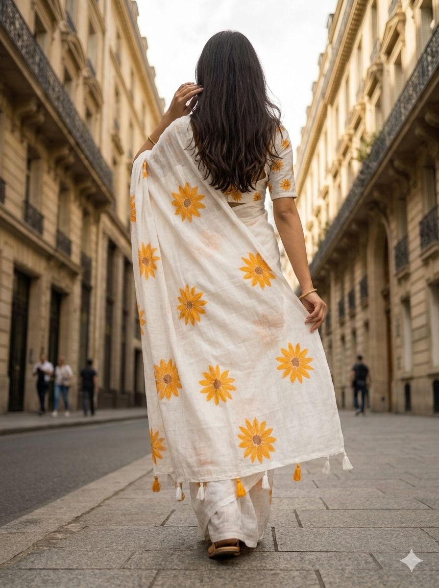 PURE LILEN COTTON PRINTED SAREE