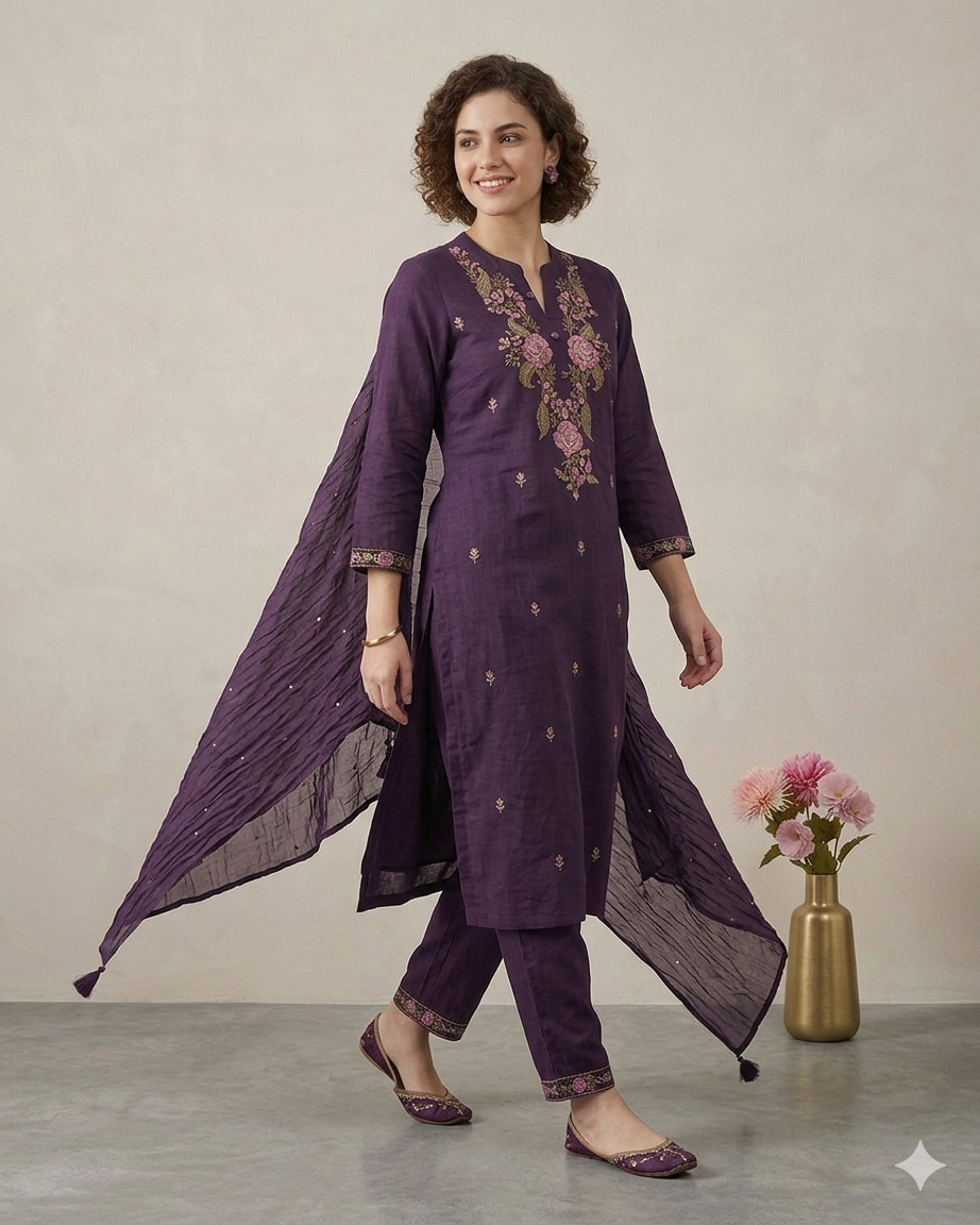 Party Wear Ethnic Kurti Pant with dupatta Set