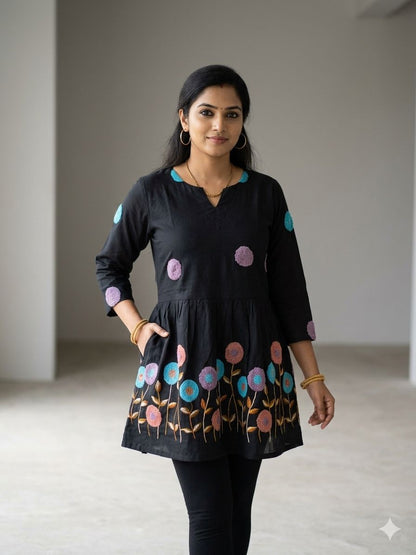 Viscose Cotton With Beautiful Towel Work Short Kurtas