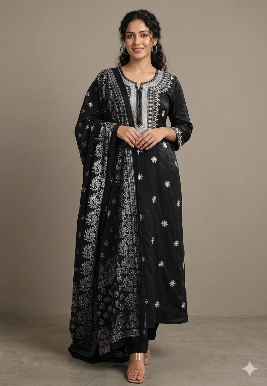 Stylish Embroidered Kurta Set with Dupatta