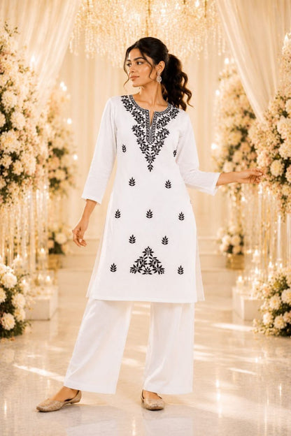 COTTON EMBROIDERED COTTON ALINE CO ORD SET