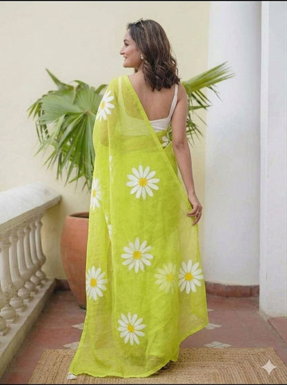PURE LILEN COTTON PRINTED SAREE