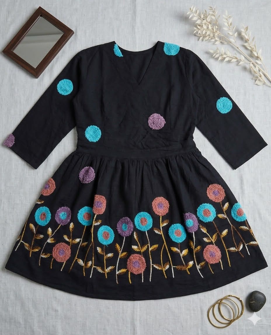 Viscose Cotton With Beautiful Towel Work Short Kurtas