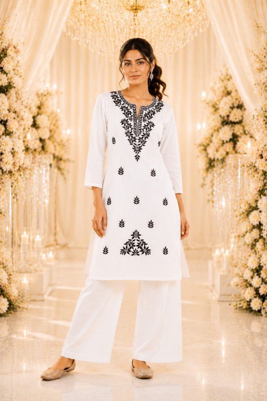 COTTON EMBROIDERED COTTON ALINE CO ORD SET