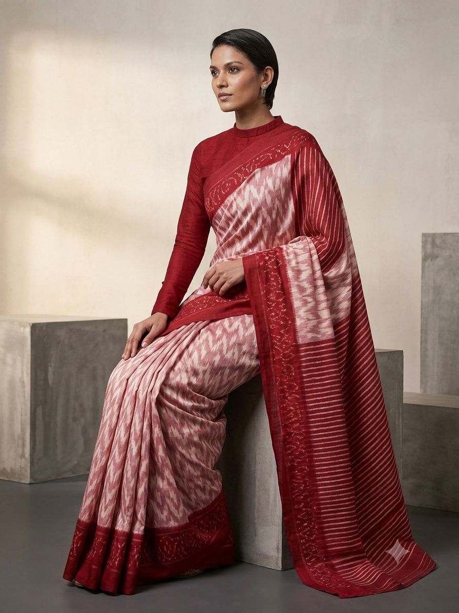 ELEGANT PURE KHADI SAREE WITH RUNNING BLOUSE