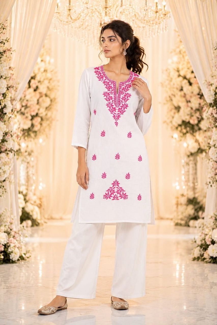 COTTON EMBROIDERED CHIKANKARI CORD SET