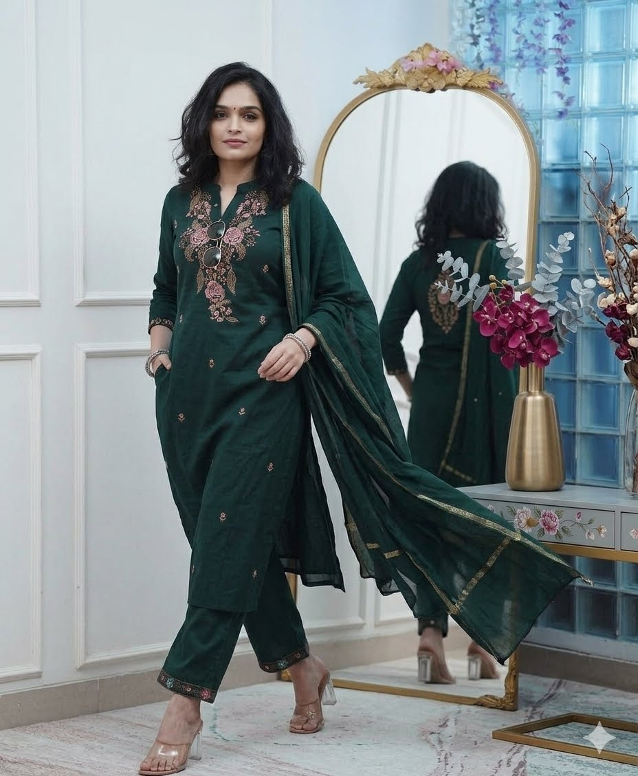 Party Wear Ethnic Kurti Pant with dupatta Set