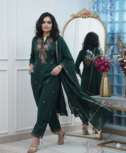 Party Wear Ethnic Kurti Pant with dupatta Set