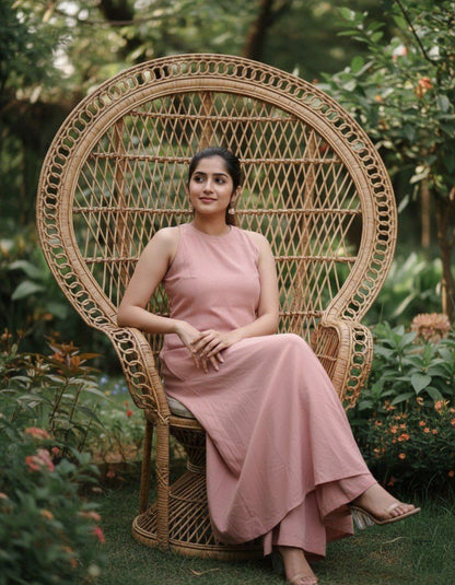 Pink Cotton Sleeveless Kurta With Palazzo Set For Women